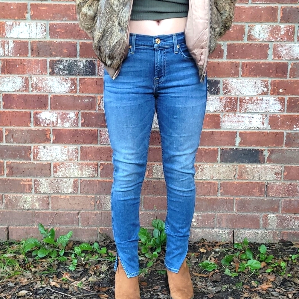 7 FAM The Ankle Split Hem Skinny Jeans - Picture 1 of 15